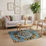 Whimsical Bunny Family Floral Wreath Rug