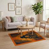 Fierce Jaguar Head Geometric Area Rug