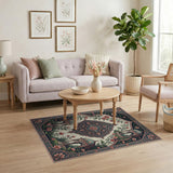 Teal Pink Persian Pavilion Floral Rug