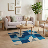 Abstract Blue Geometric Area Rug