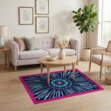 Radiant Teal Mandala Rug with Pink Glow