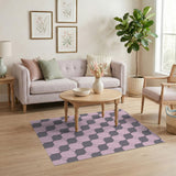 Pink Grey Octagonal Geometric Area Rug