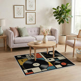 Geometric Vinyl Records Area Rug
