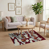 Whimsical Snowy Red Village Cartoon Area Rug
