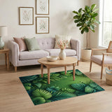 Green Lush Green Monstera Leaf Area Rug