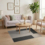Asymmetrical Black Beige Geometric Area Rug