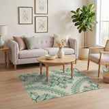 Mint Green Leaf Floral Vintage Area Rug