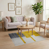 Bold Yellow Block Geometric Area Rug