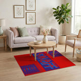 SWAFF Bold Red Blue Geometric Area Rug