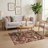Ornate Orange Shell Leaf Baroque Rug