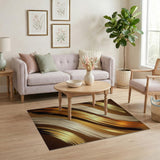 Gold Metallic Brushstroke Abstract Area Rug