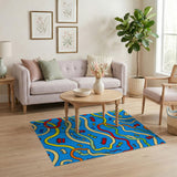 Playful Multi-Color Vehicles Wavy Roads Kids Rug