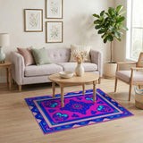 Vibrant Pink Blue Persian Medallion Area Rug
