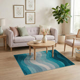 Teal Ocean Waves Area Rug