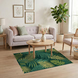 Lush Green Palm Frond Monstera Area Rug