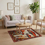 Vibrant Red Mushroom Forest Area Rug
