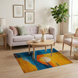 Bold Sunset Peaks Abstract Area Rug in Blue Orange