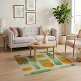 Abstract Orange Green Brush Stroke Area Rug