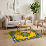 Yellow Floral Vintage Yellow Floral Medallion Area Rug
