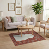 Ornate Red Moroccan Arch Area Rug