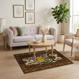 Bold Tiger Face Heritage Tribal Rug