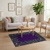 Purple Evergreen Branch Border Rug with Gold Baubles