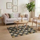 Distressed Vintage Grey Checkerboard Area Rug