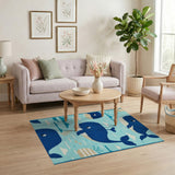 Cute Cartoon Whale Ocean Area Rug