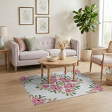 Ornate Pink Floral Medallion Pink Area Rug