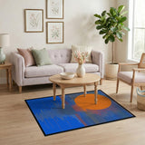 Bold Orange Sun Horizon Geometric Area Rug