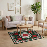 Festive Red Poinsettia Holiday Area Rug