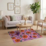 Orange Sunflower Butterfly Pink Area Rug