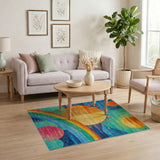 Cosmic Suns Rainbow Multi-Color Area Rug