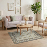 Ivory Traditional Persian Rug with Gold Floral Motifs