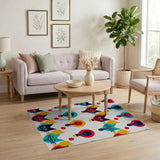 Whimsical Cartoon Cats and Lightbulbs Area Rug