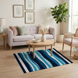 Layered Blue Waves Coastal Area Rug