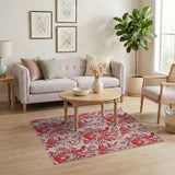 Elegant Red Floral Damask Red Area Rug