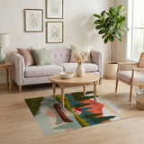 Serene Mountain Lake Cabin Canoe Area Rug