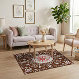 Vintage Floral Medallion Brown Area Rug