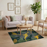 Kids Yellow Brachiosaurus Dino Jungle Rug