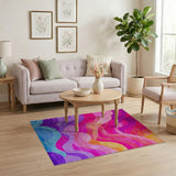 Vibrant Wave Abstract Area Rug