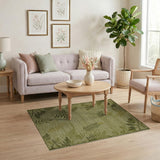 Green Sage Green Fern Leaf Area Rug