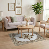 Elegant Floral Medallion Beige Area Rug