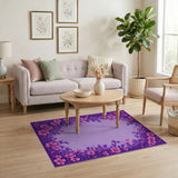 Purple Blossom Border Area Rug