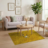 Cute Sleeping Cat Yellow Shag Area Rug
