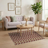 Red Geometric Modern Bold Red Chevron Zigzag Area Rug