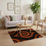 Orange Vortex Swirl Area Rug