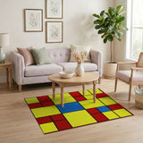 Bold Geometric Abstract Area Rug in Primary Colors