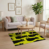 Whimsical Black Cats Sunny Yellow Area Rug