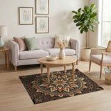Boho Orange Mandala Area Rug